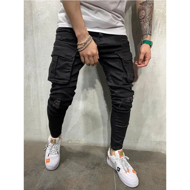 Men's Stretch Cargo Jeans with Side Pockets
