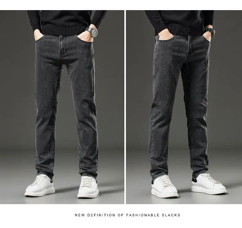 Men's Slim Straight Elastic Jeans
