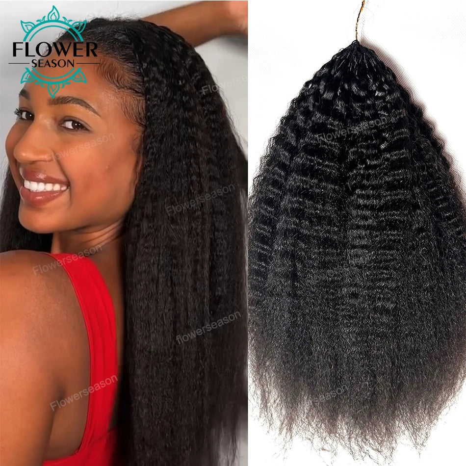 Kinky Straight Human Hair Crochet Extensions 50 Strands