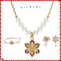 2026 Elegant Flower Pearl & Gold Inlaid Jewelry Set