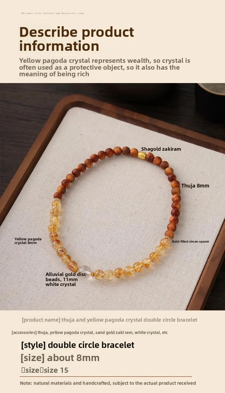 Original Yellow Crystal Double Wrap Bracelet for Men & Women