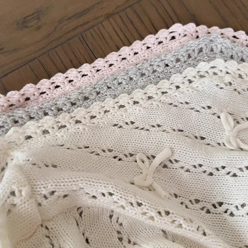 Women's Kawaii Bow Crochet Knit Cardigan