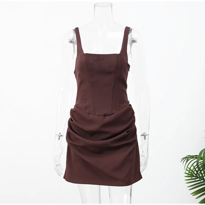 Women's Elegant Pleated Sling Party Dress
