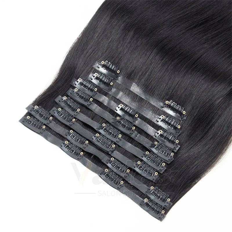Clip-In Human Hair Extensions Straight Invisible Weft