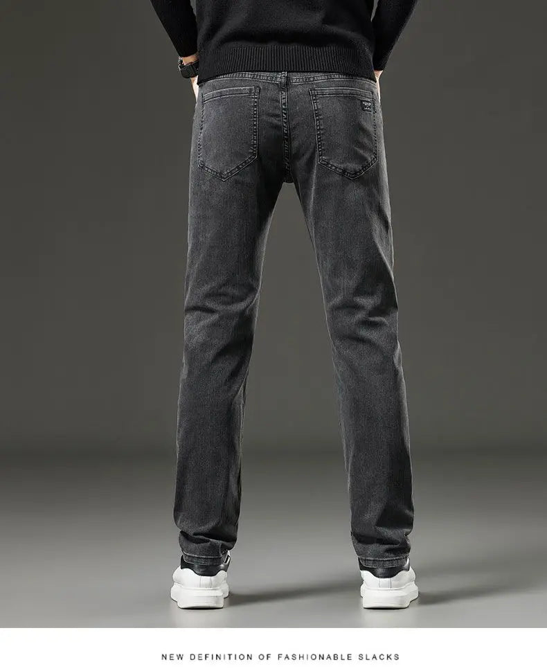 Men's Slim Straight Elastic Jeans