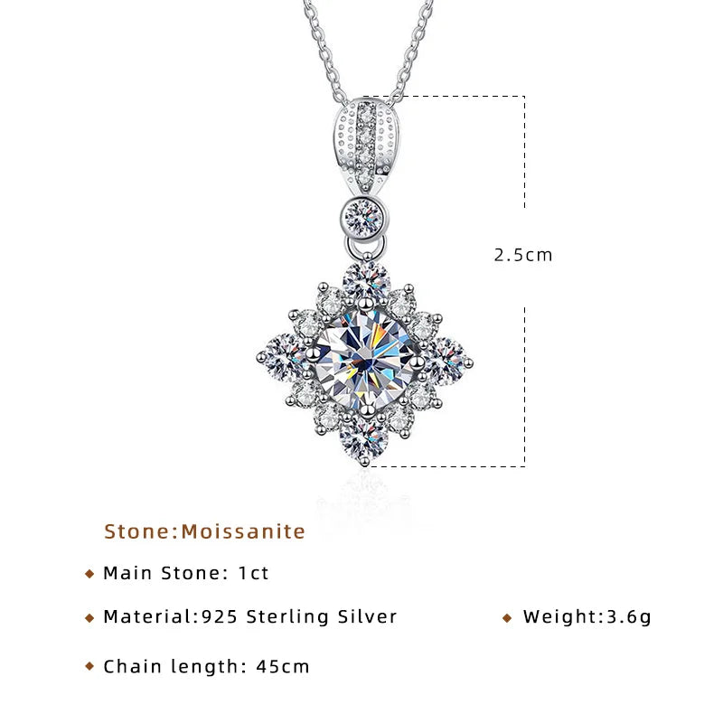 JoyceJelly 1 Carat Moissanite Sterling Silver Jewelry Set