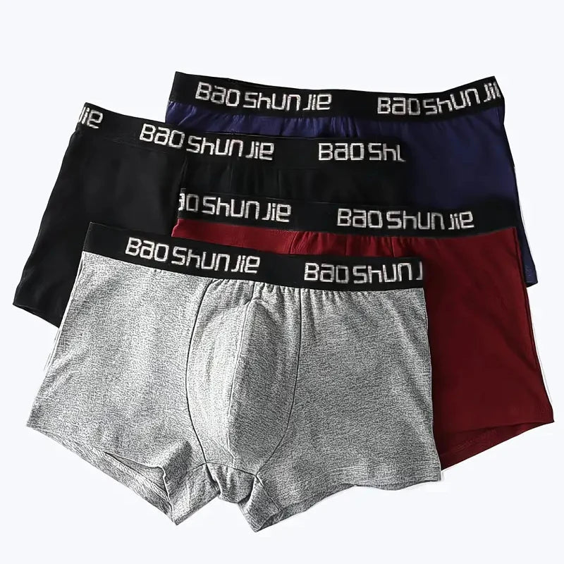 4 piece Men Underwear Cotton Men Boxer Shorts Medium Waist Breathable