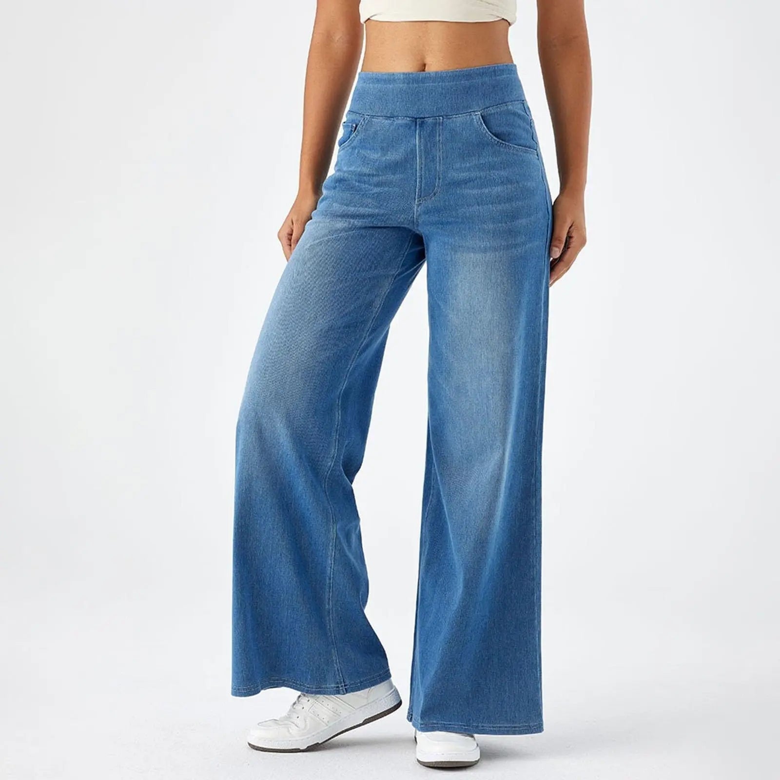 Women's Y2K Wide Leg Elastic Waist Jeans