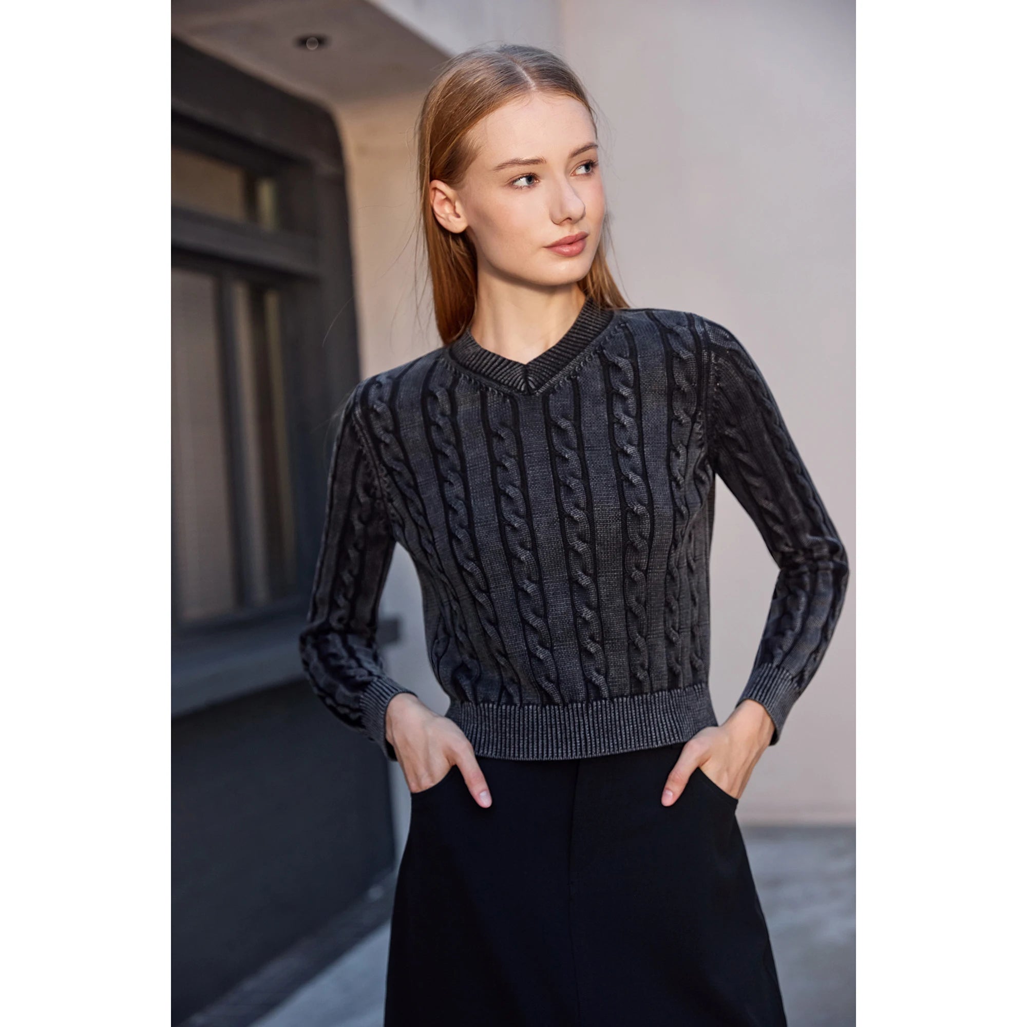 Women's Cable Knit Sweater & Skirt Set