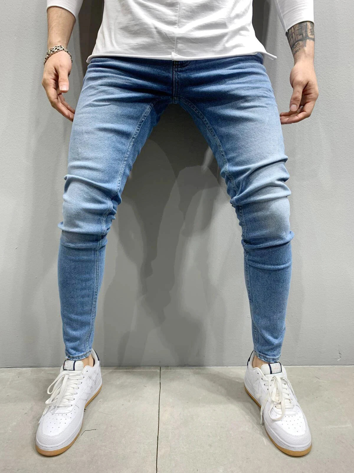 Men's Vintage Ripped Skinny Slim Fit Jeans