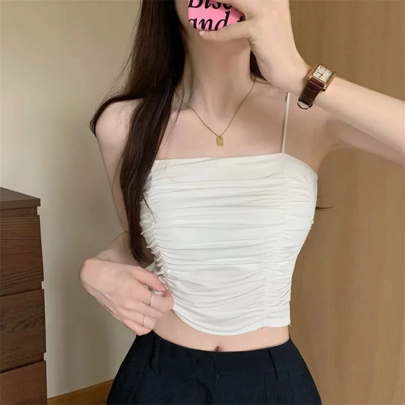 Women's White Corset Tube Top with Suspenders