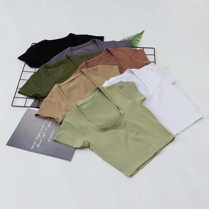 Women's U-Neck Slim Fit Crop Top