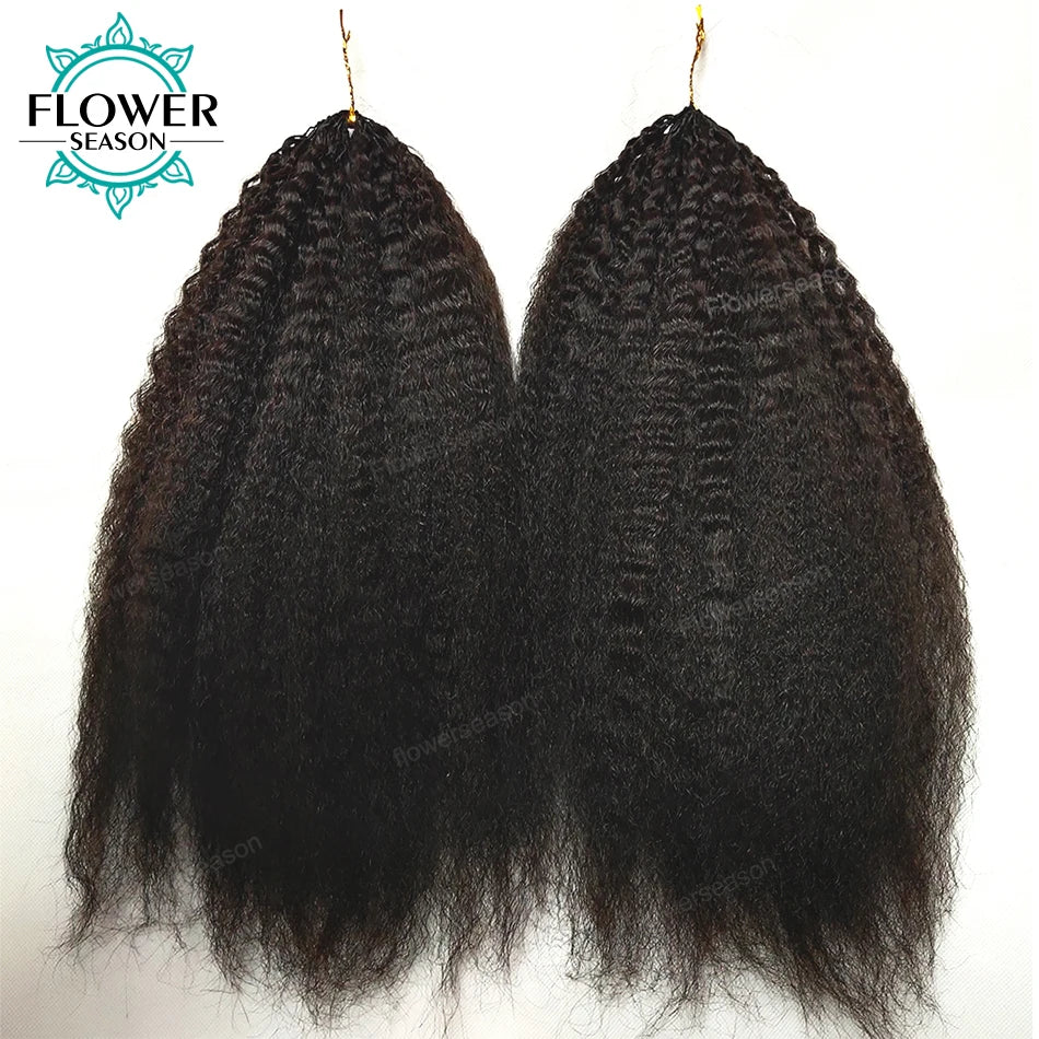 Kinky Straight Knotless Human Hair Crochet Extensions