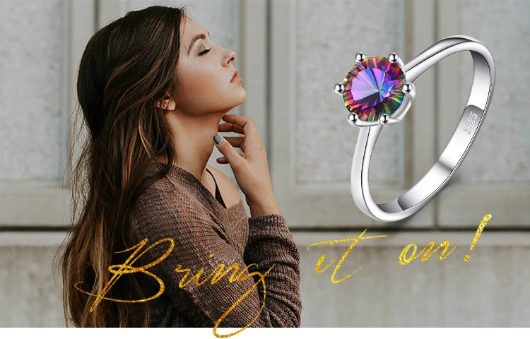 JewelryPalace Rainbow Mystic Quartz 925 Silver Ring