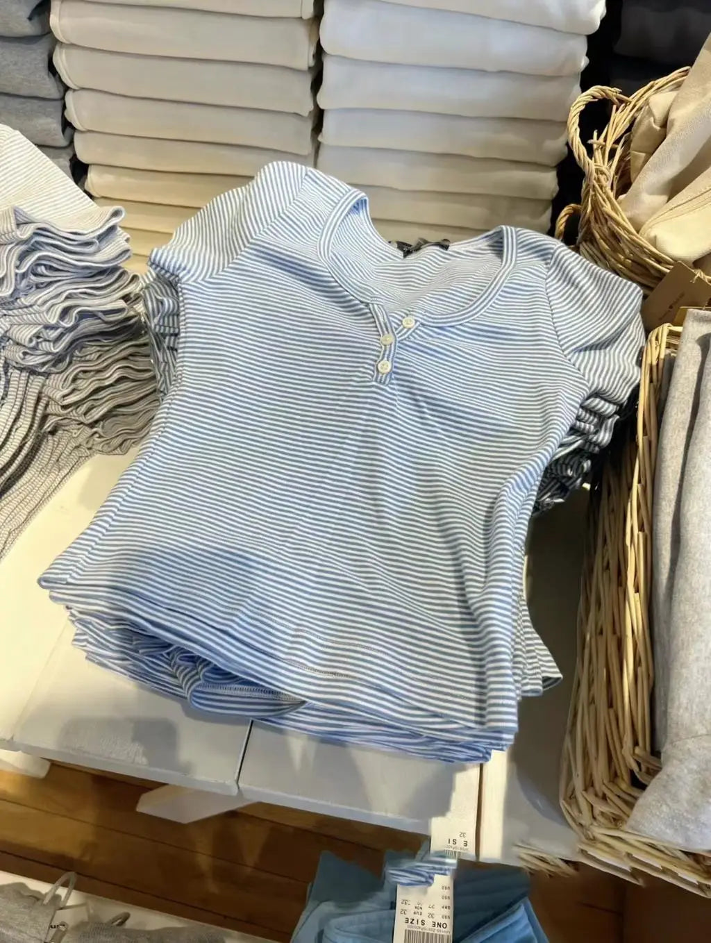 Women's Y2K Striped Button Crop Top