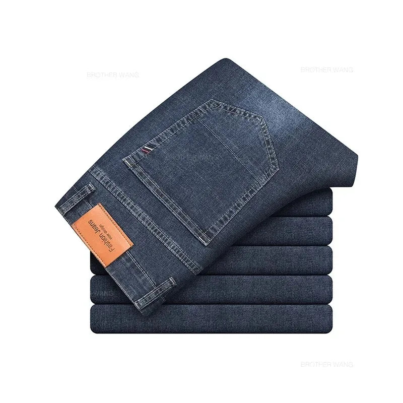 Men's Stretch Straight-Leg Gray Denim Jeans