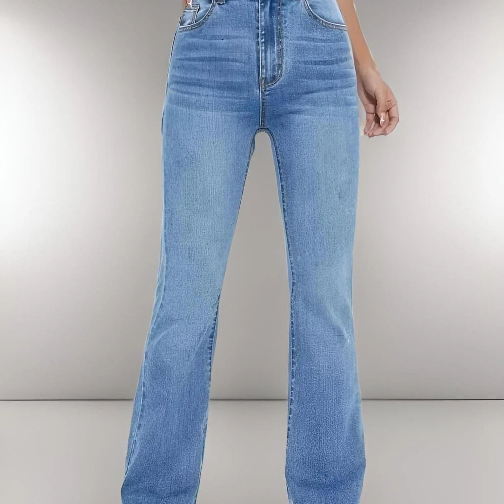 Women's High Waist Slim Fit Washed Jeans