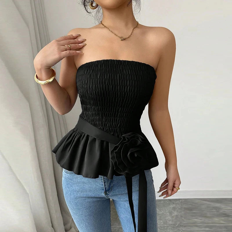 Women's Elegant Strapless Knitted Tube Top