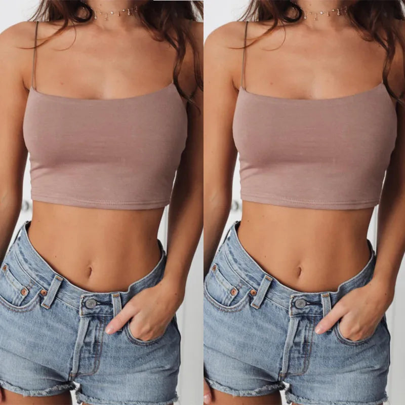 Women's Sexy Black Halter Backless Crop Tank Top