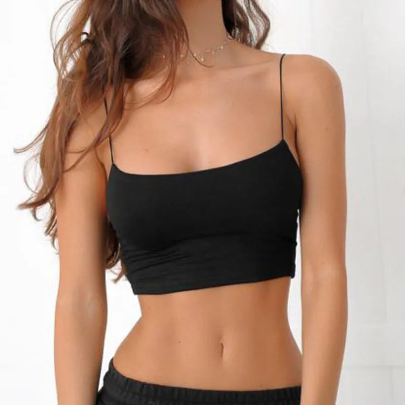 Women's Sexy Black Halter Backless Crop Tank Top