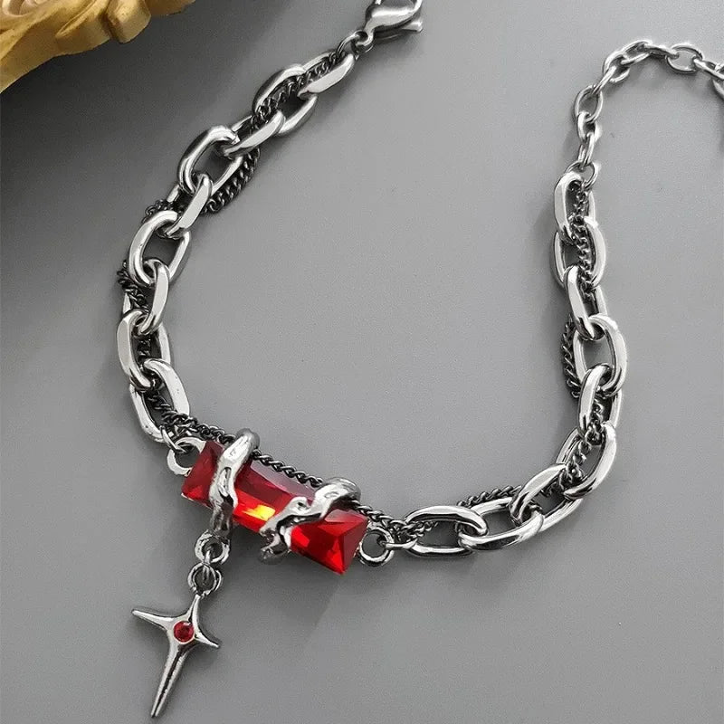 Unisex Black Zircon Star Chain Bracelet