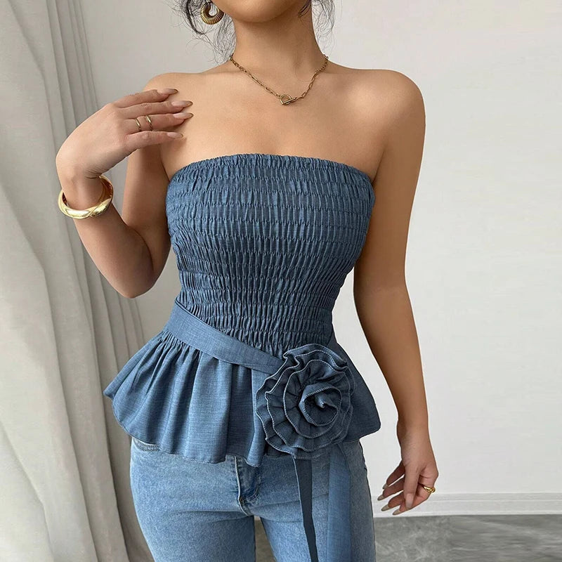 Women's Elegant Strapless Knitted Tube Top