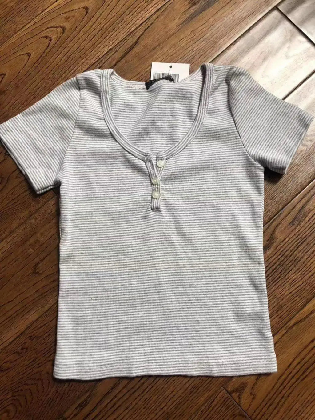 Women's Y2K Striped Button Crop Top