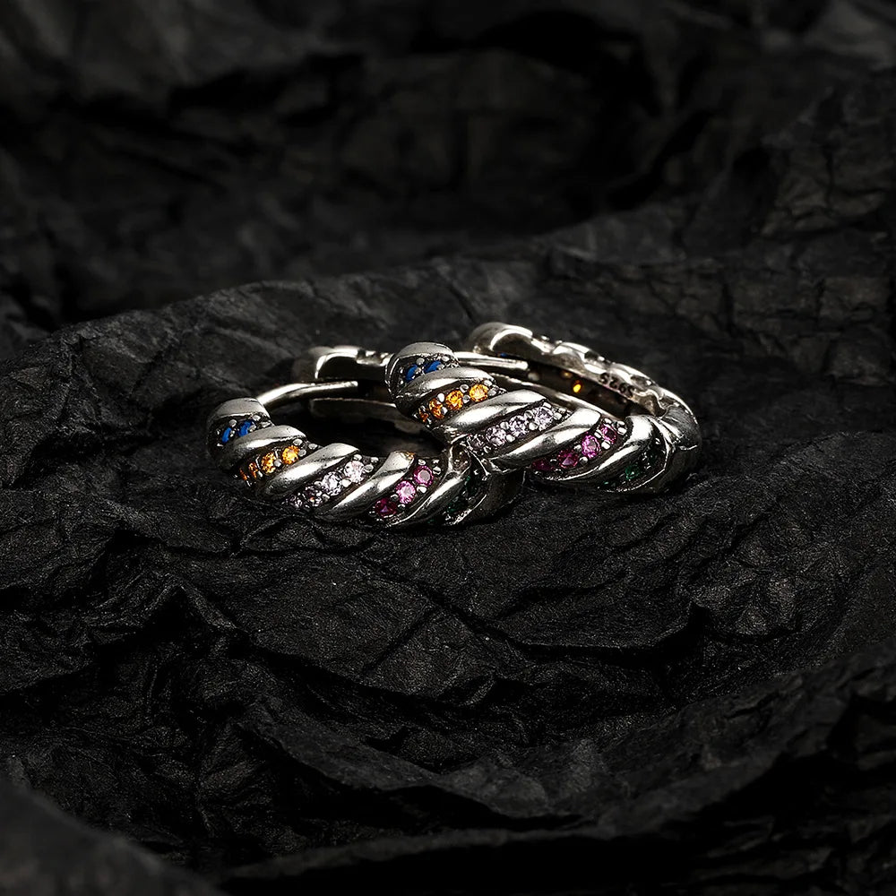 925 Sterling Silver Rainbow Zircon Ring & Earrings Set
