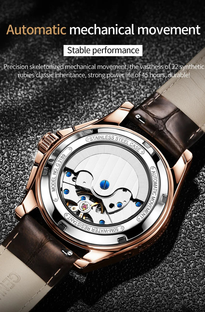 OUPINKE Luxury Automatic Moon Watch