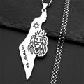 Israel Map Lion of Judah Star of David Pendant Necklace