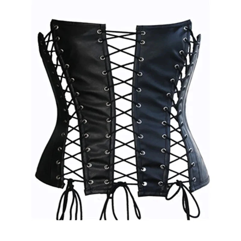 Women's PU Leather Lace-Up Corset Crop Top