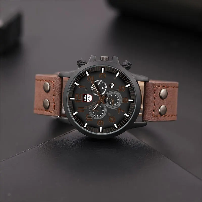Reloj Hombre Fashion Mens Watches Luxury Men Casual Leather Quartz