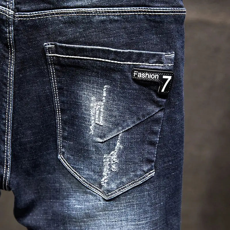 Men’s Ripped Slim Fit Straight Jeans