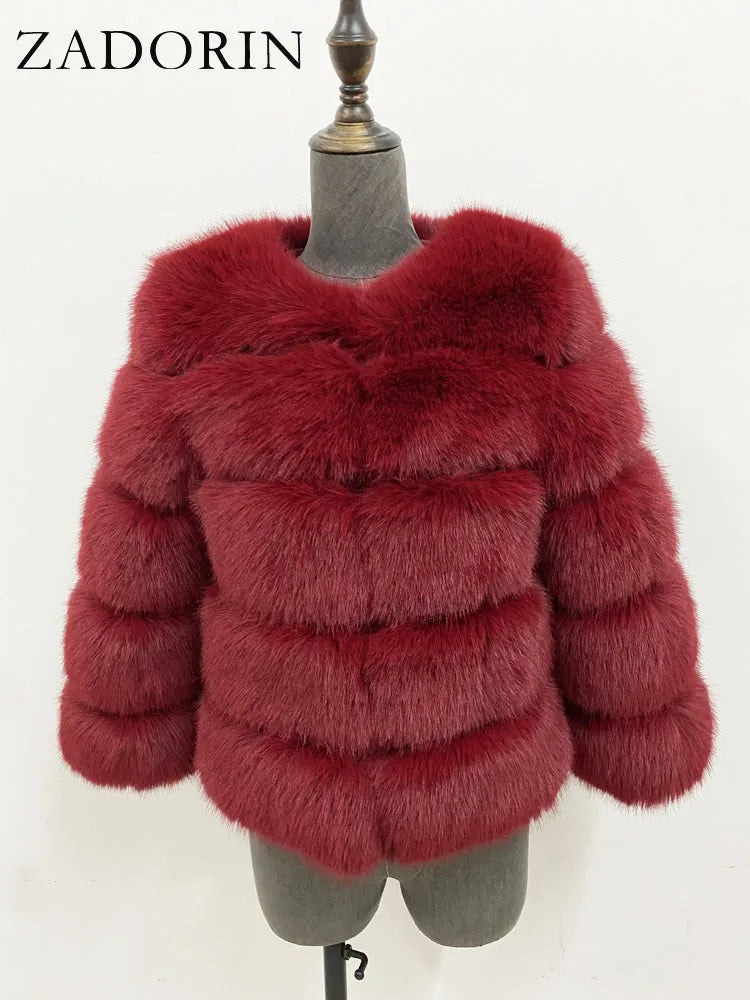 ZADORIN Women's Faux Fox Fur Winter Coat