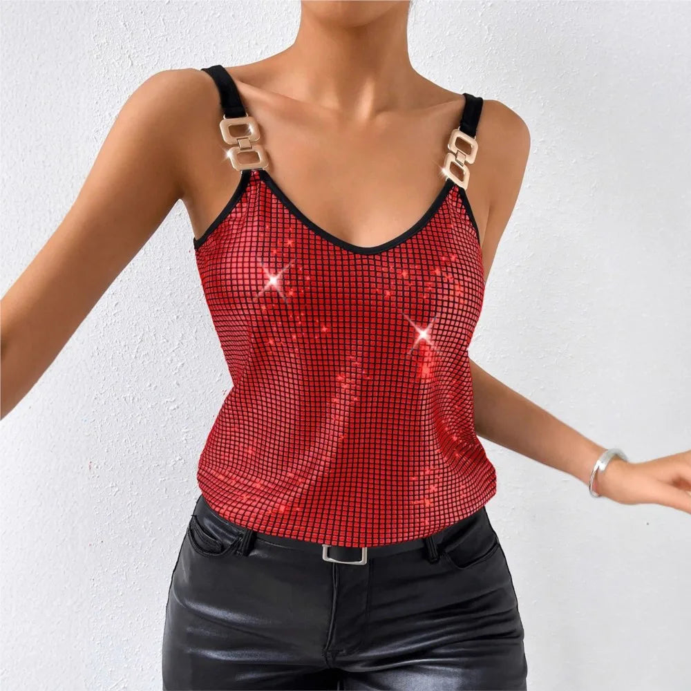 Women's Sexy Sequined Halter Backless Top