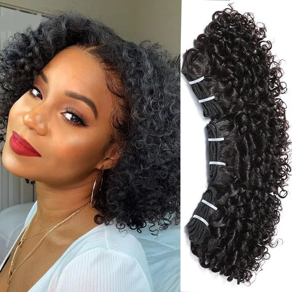 Brazilian Bouncy Curly Human Hair Bundles 6 Inch