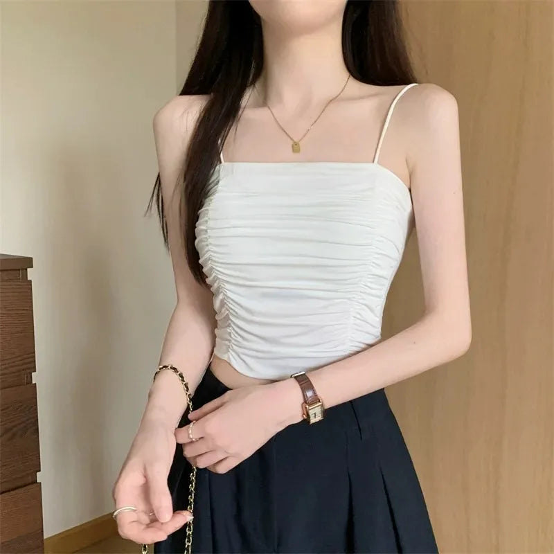 Women's White Corset Tube Top with Suspenders