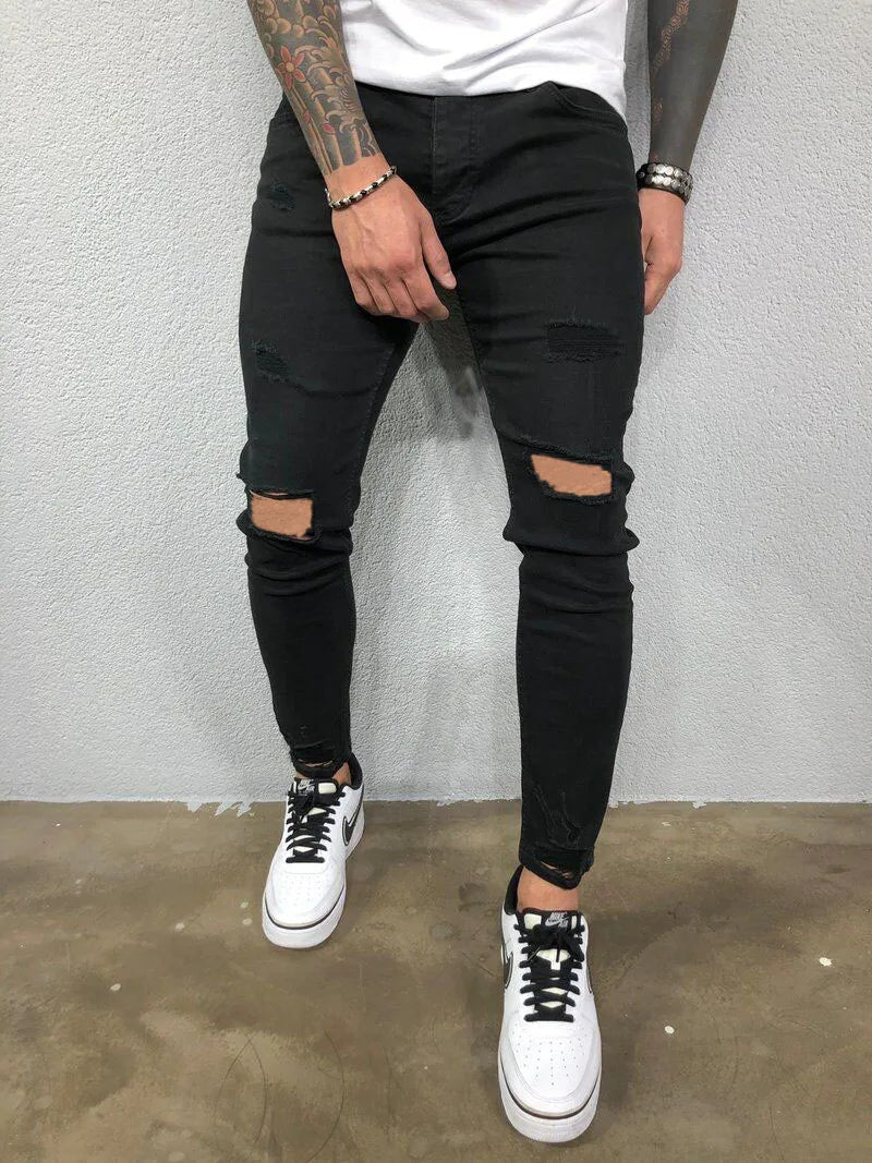 Men's Vintage Ripped Skinny Slim Fit Jeans