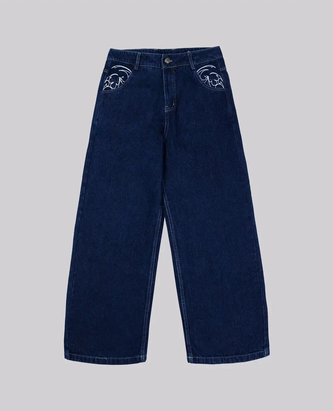 90s Retro Embroidered Straight Leg Jeans