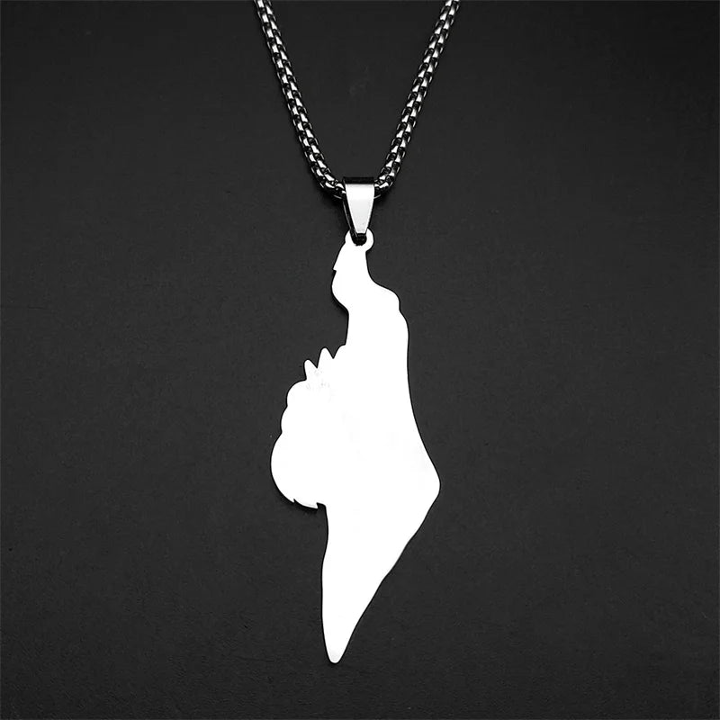 Israel Map Lion of Judah Star of David Pendant Necklace