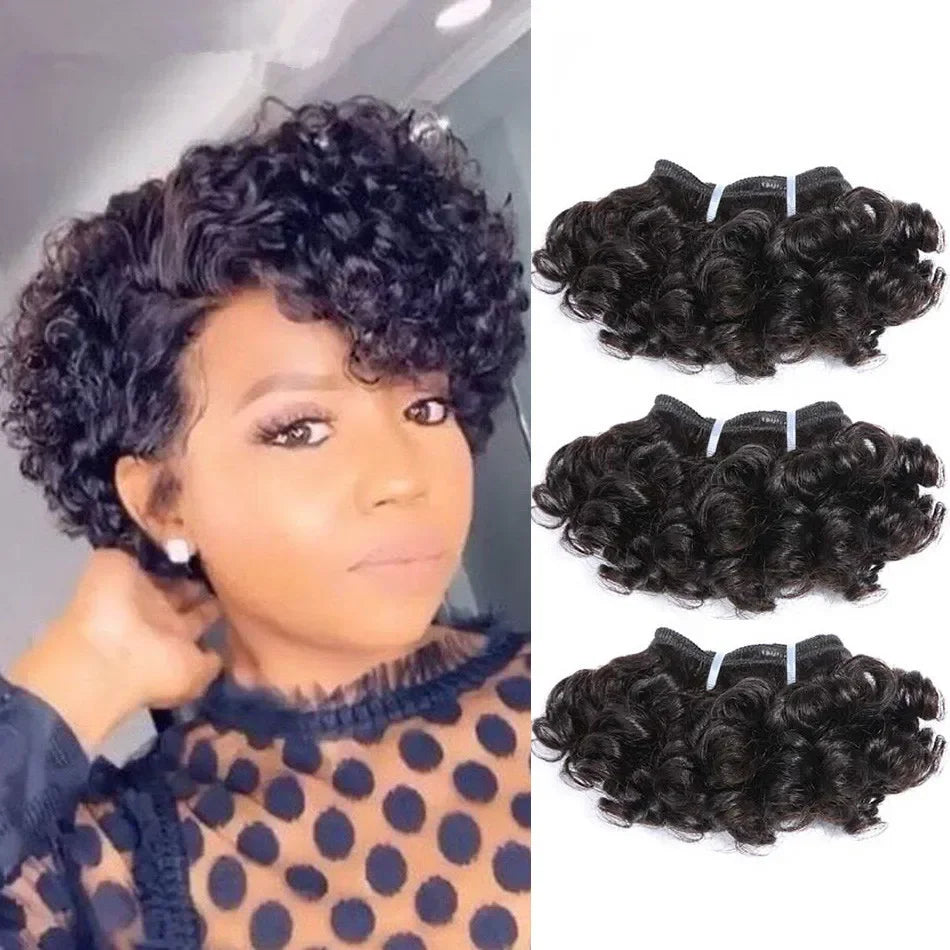 Brazilian Bouncy Curly Human Hair Bundles 6 Inch