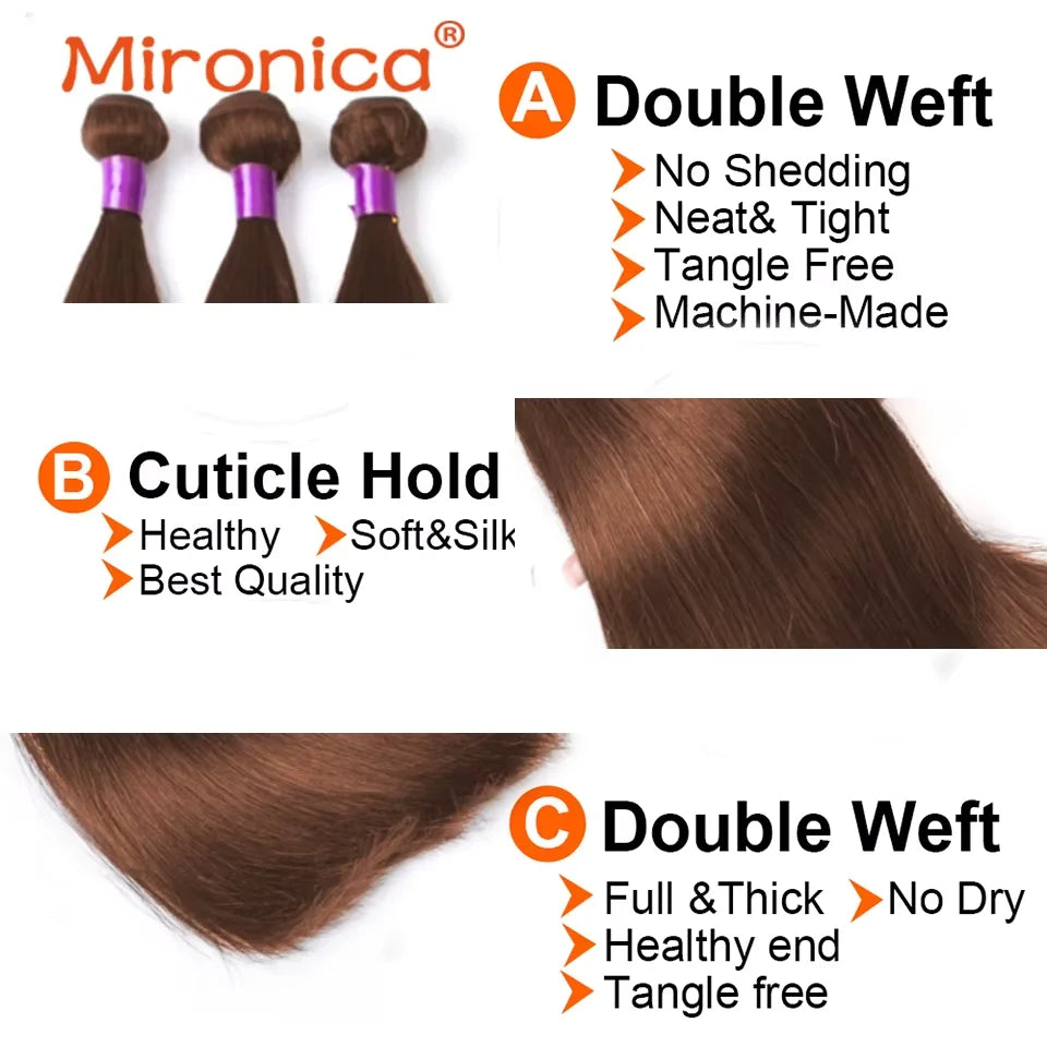 Straight Chocolate Brown Remy Human Hair Bundles