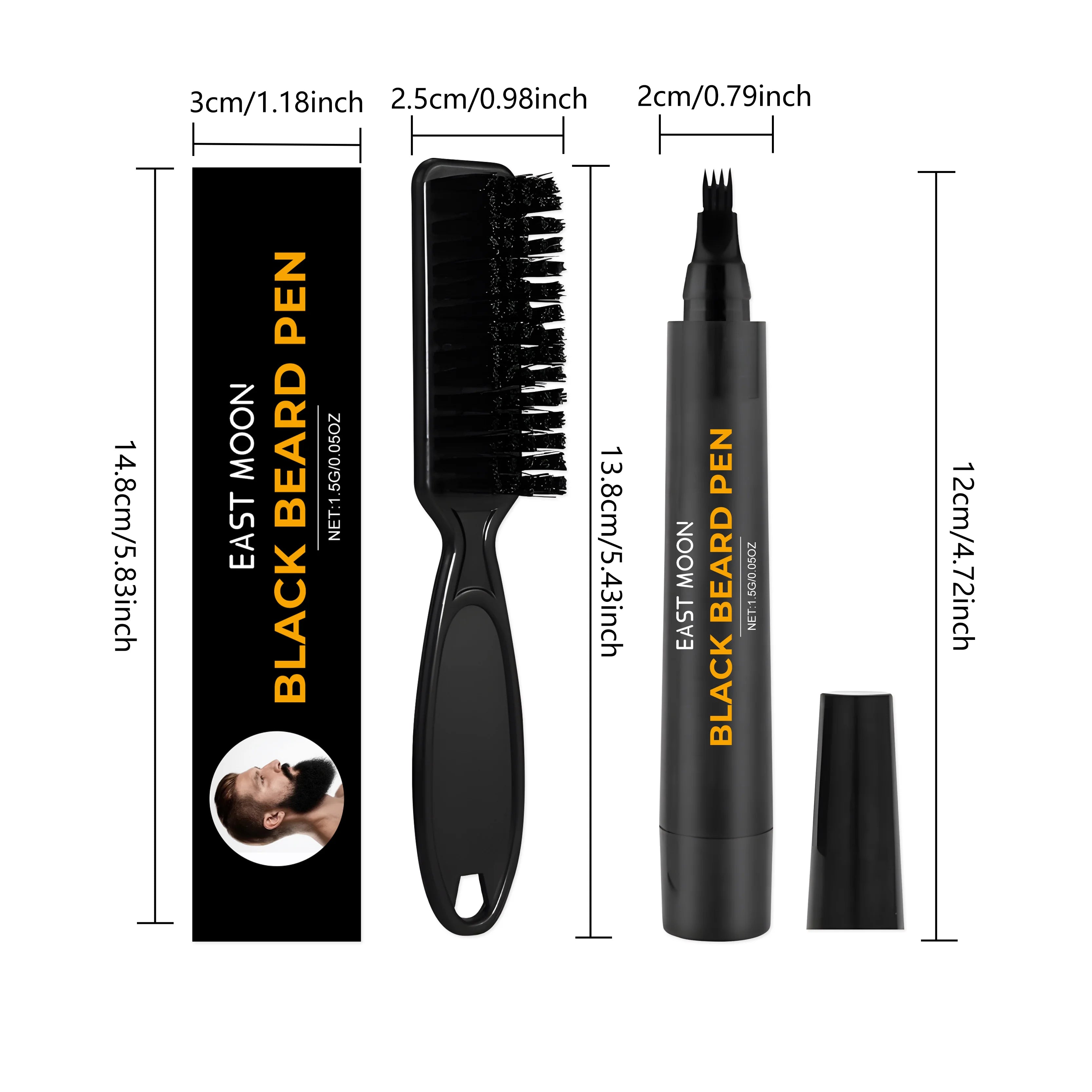 "Instant Beard Filler Pen With Brush Comb Disposable Waterproof