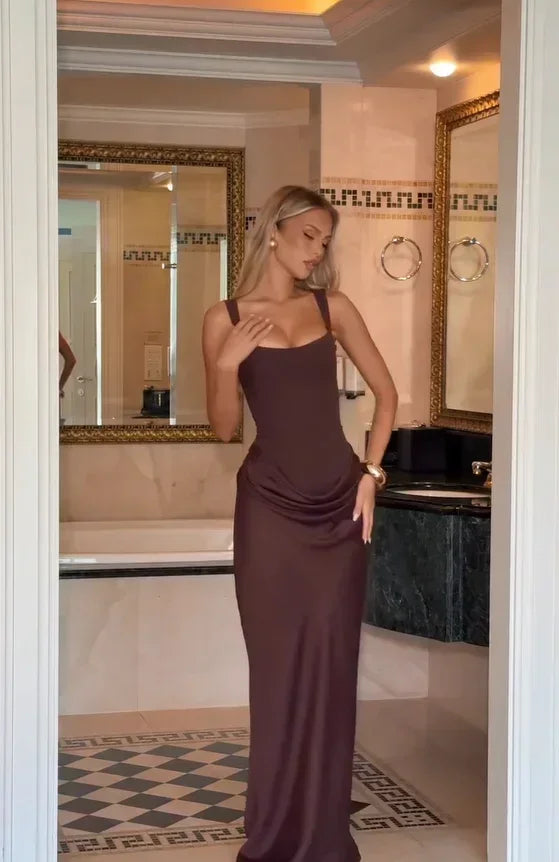 Women's Elegant Pleated Sling Party Dress