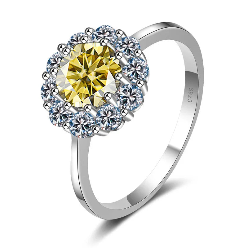 JoyceJelly 1ct 6.5mm Moissanite Flower Shape Engagement Ring D Color VVS Luxury Bridal Wedding Ring (Size 5–9)