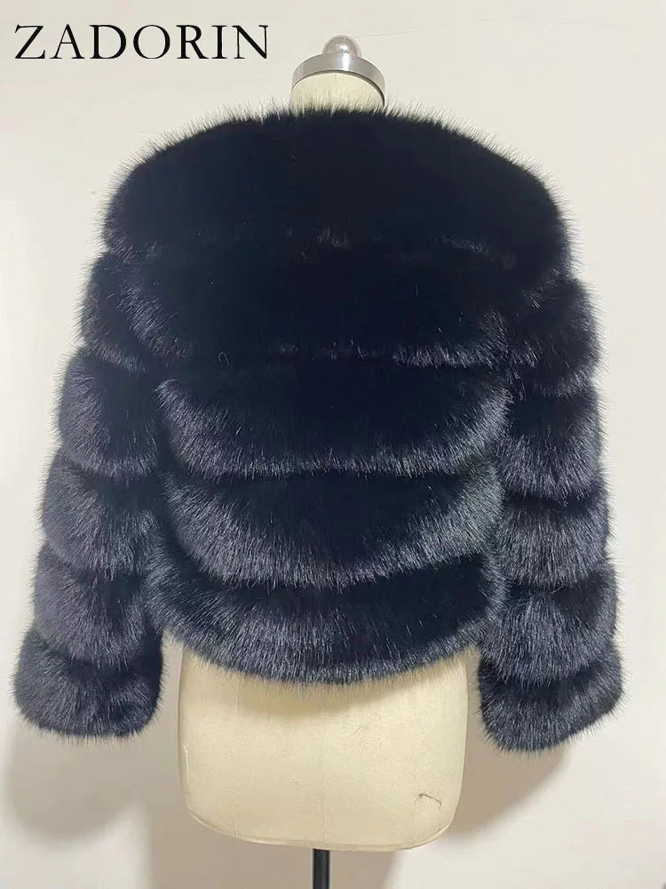 ZADORIN Women's Faux Fox Fur Winter Coat