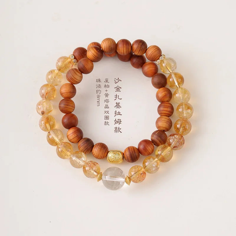 Original Yellow Crystal Double Wrap Bracelet for Men & Women
