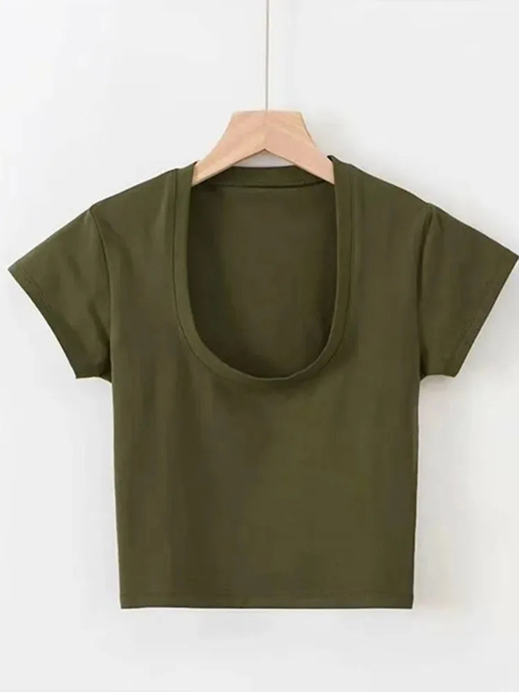 Women's U-Neck Slim Fit Crop Top