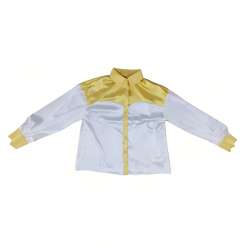 Women's Color Block Button-Up Work Blouse