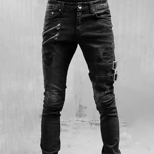 Men's Vintage Ripped Skinny Slim Fit Jeans